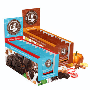 Seasonal cookie pack, 2 flavors, 24 cookies - Peppermint double chocolate chunk and Pumpkin chai ginger molasses homepage
